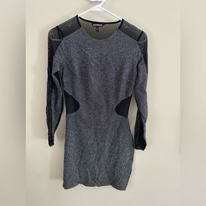 Sheer back shimmery black dress